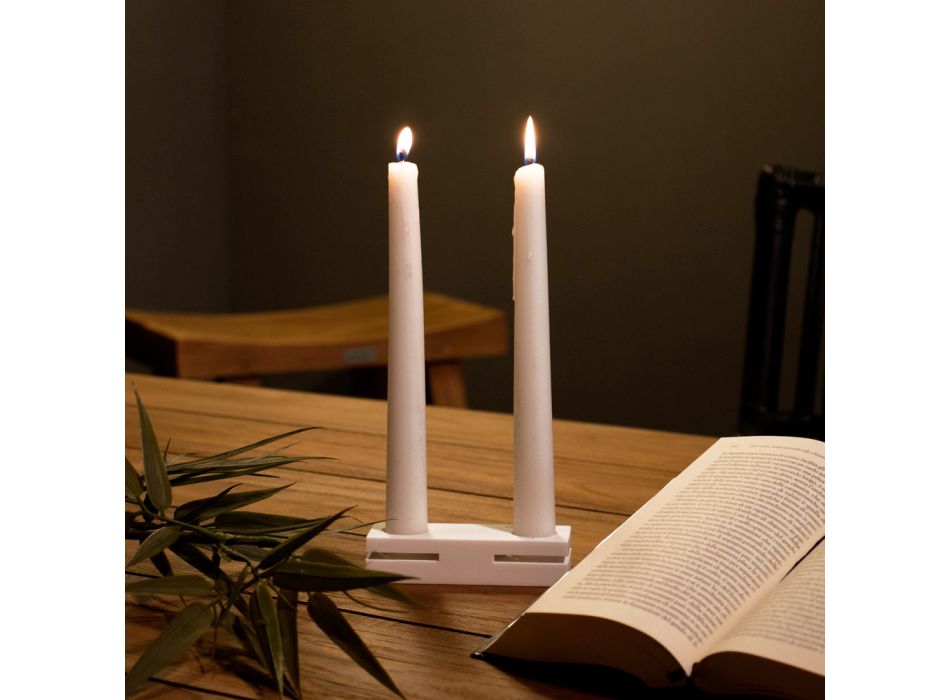 Weißer Corian Design Kerzenhalter für Wohnzimmer Made in Italy - Sisifo Viadurini