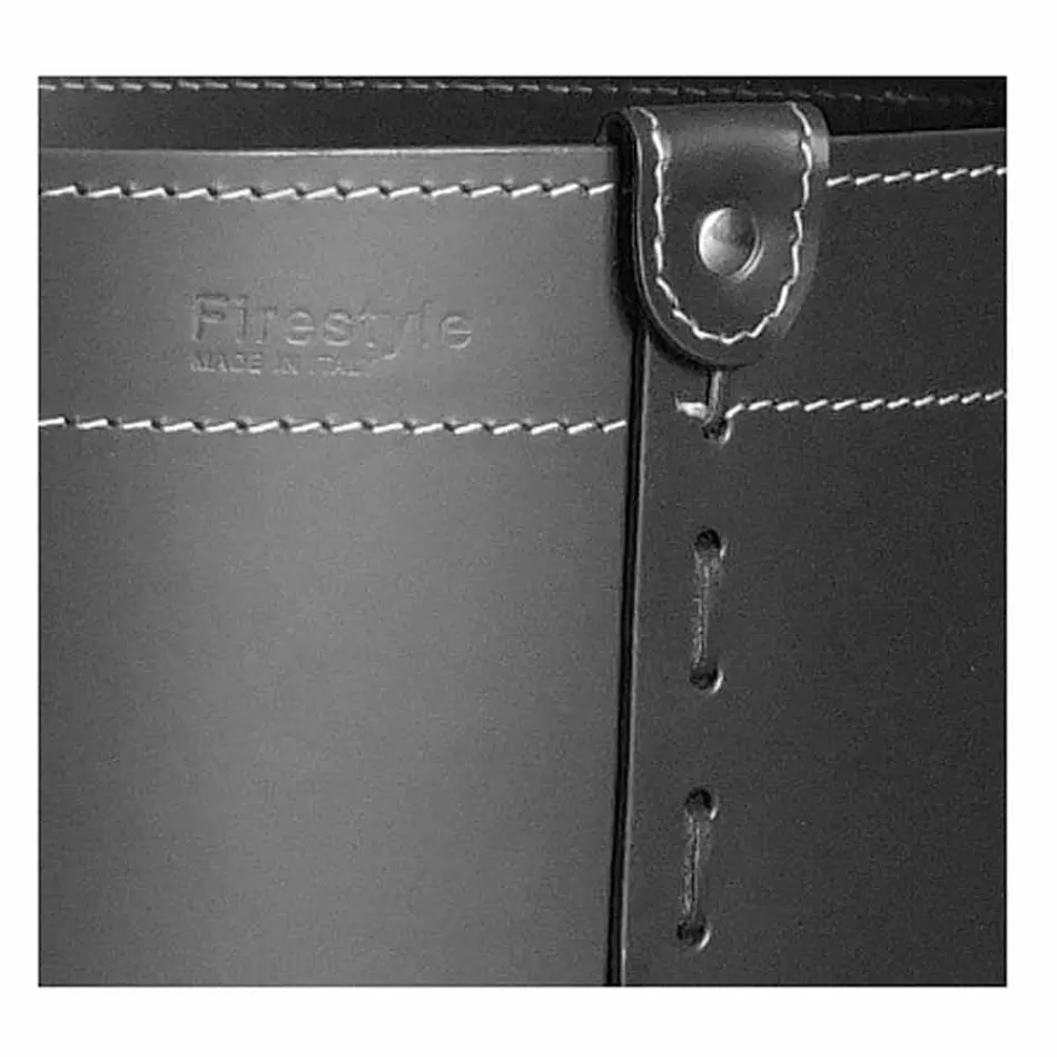 Zylindrischer Holzhalter aus regeneriertem Leder mit Tonda Firestyle Rädern Viadurini