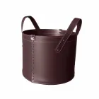 Zylindrischer Holzhalter aus regeneriertem Leder mit Tonda Firestyle Rädern Viadurini