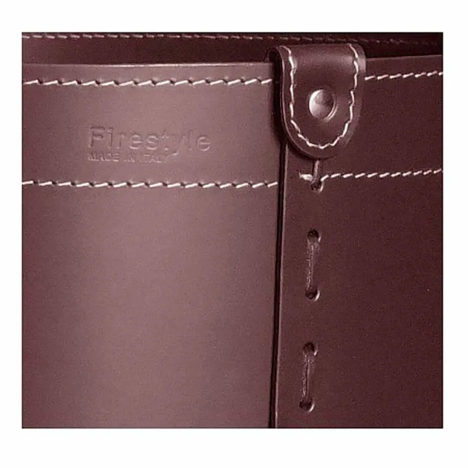 Zylindrischer Holzhalter aus regeneriertem Leder mit Tonda Firestyle Rädern Viadurini