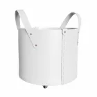 Zylindrischer Holzhalter aus regeneriertem Leder mit Tonda Firestyle Rädern Viadurini