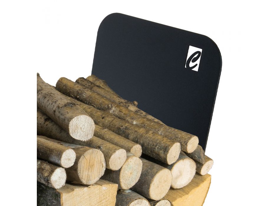 Brennholzhalter für den Innenbereich aus Stahl mit 3 Zubehörteilen Made in Italy - Nelumbo Viadurini