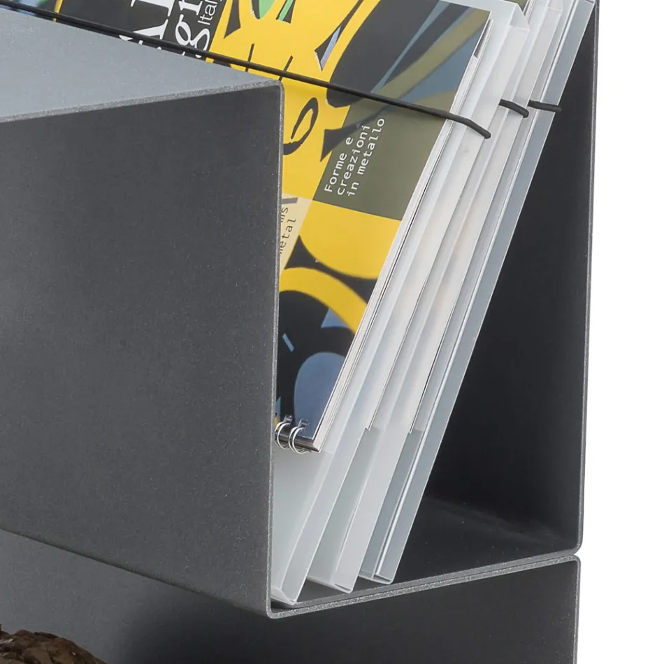 Design-Holzhalter für den Innenbereich aus grauem Stahl Made in Italy - Tramontana Viadurini