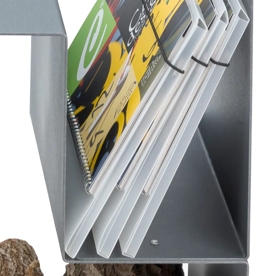 Design-Holzhalter für den Innenbereich aus grauem Stahl Made in Italy - Tramontana Viadurini