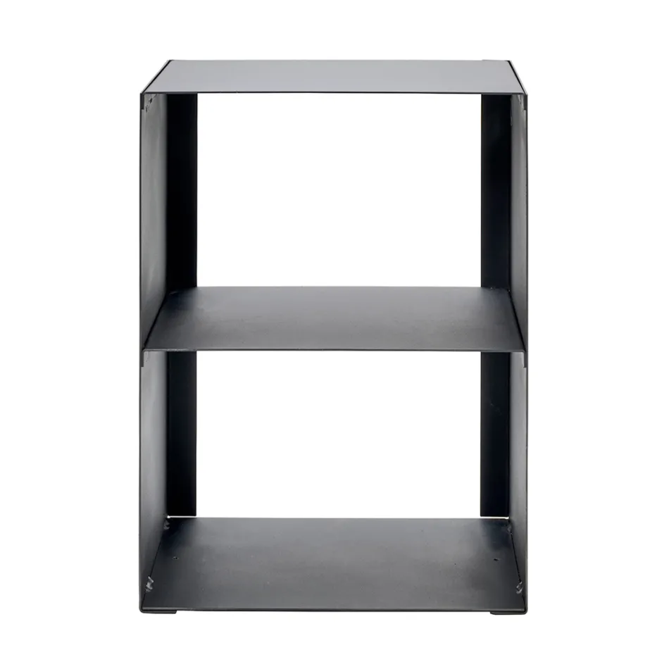 Brennholzhalter aus schwarz lackiertem Stahl Made in Italy - Fiamme Viadurini