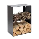 Brennholzhalter aus schwarz lackiertem Stahl Made in Italy - Fiamme Viadurini