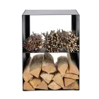 Brennholzhalter aus schwarz lackiertem Stahl Made in Italy - Fiamme Viadurini