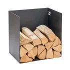 Brennholzhalter aus schwarz lackiertem Stahl Made in Italy - Fiamme Viadurini