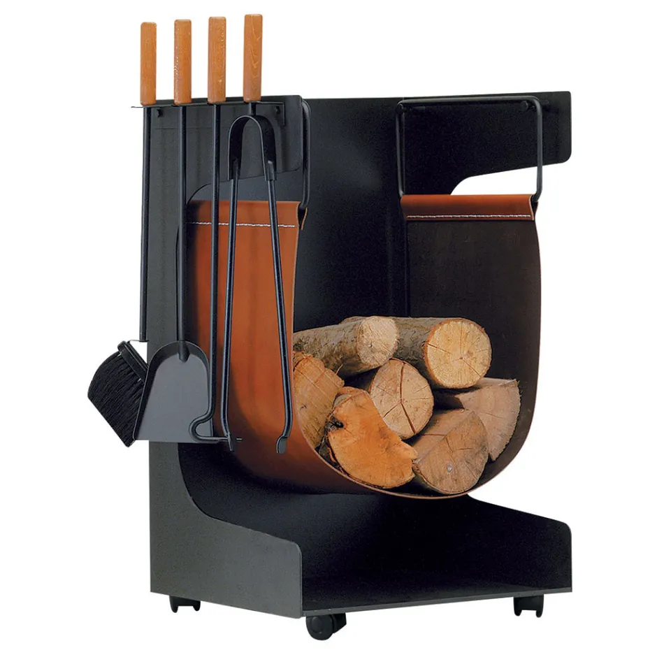 Holzhalter aus Kunstleder und Metall mit 4 Accessoires, hergestellt in Italien – Kamel Viadurini