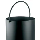 Holzholzhalter aus Metall mit Griff oben und Rädern, hergestellt in Italien – Bison Viadurini