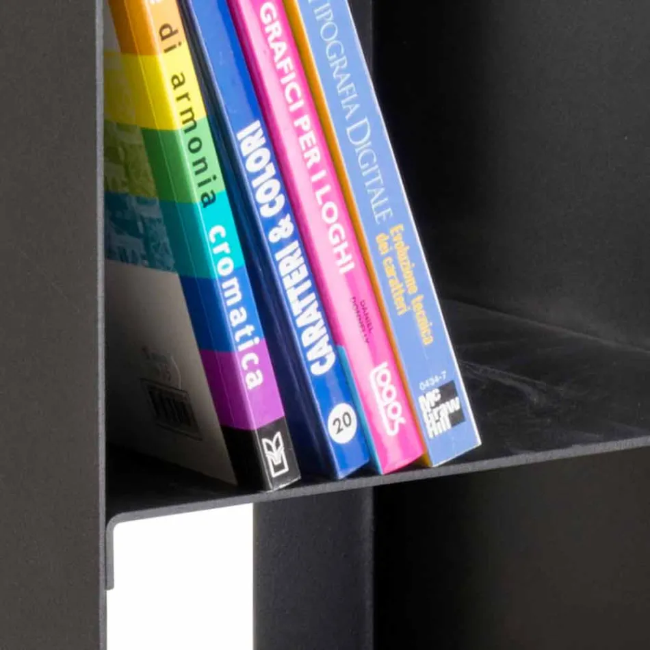 Schwarzer moderner Holzhalter mit Regalen Made in Italy - Cauro1 Viadurini