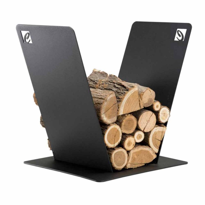 Modernes Design Holzhalter aus Stahl für Innenkamin