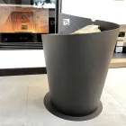 Runder Holzhalter für den Innenbereich in italienischem modernem Design aus schwarzem Stahl - Favonio Viadurini