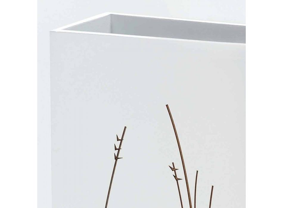 Weißer Schirmständer aus verziertem Holz Modernes Design Rechteckig - Filigran Viadurini