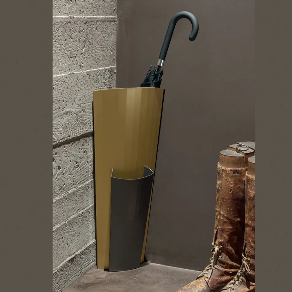 Schirmständer aus gold- und bronzefarben lackiertem Blech, hergestellt in Italien – Azalea Viadurini