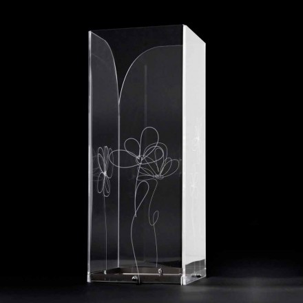 Transparenter Schirmständer aus Kunststoff mit gravierten, stilisierten Blättern - Florino Viadurini