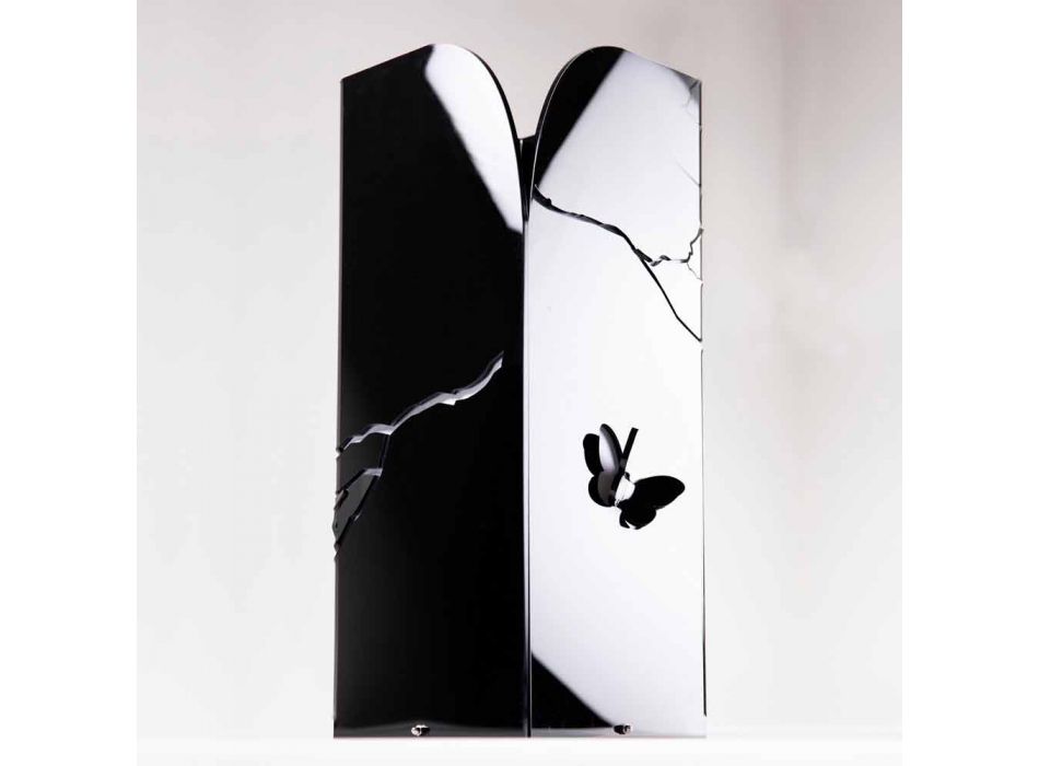 Schwarzer Plexiglas-Schirmständer mit 3D-Gravuren und Dekorationen, modernes Design - Farfo Viadurini