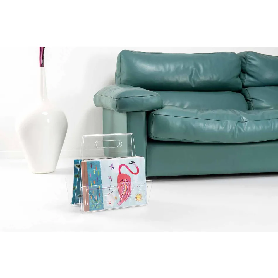 Schwarzer oder transparenter Plexiglas Design Zeitungsständer Made in Italy - Omar Viadurini