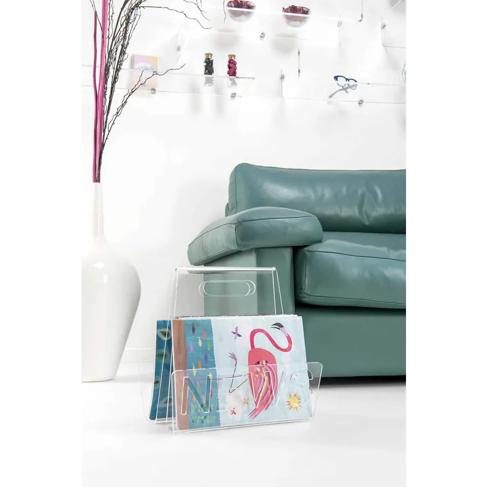 Schwarzer oder transparenter Plexiglas Design Zeitungsständer Made in Italy - Omar Viadurini