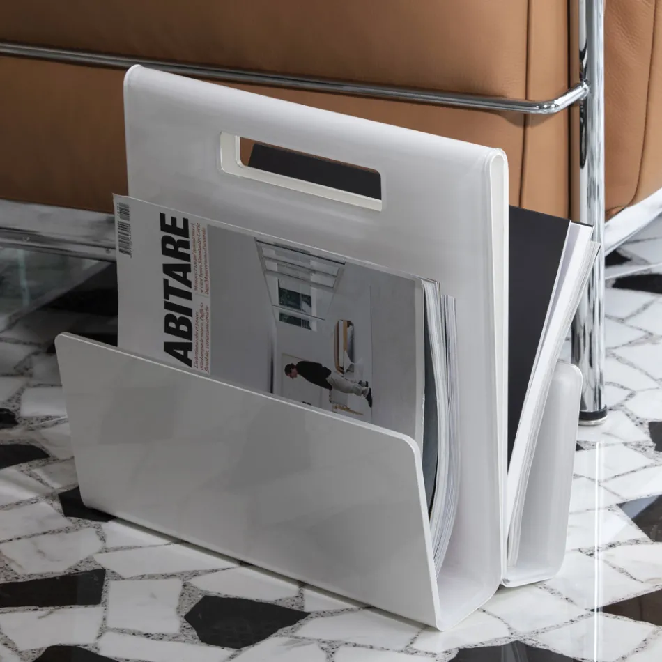 Wohnzimmer Zeitschriftenständer aus farbigem Acrylglas Made in Italy - Osafo Viadurini