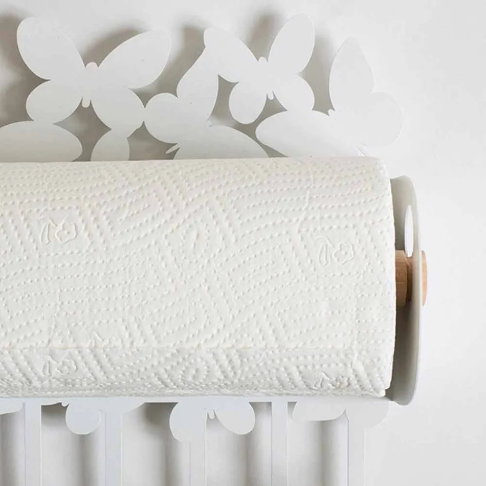 Wandrollenhalter in Weiß oder Beige Eisen Made in Italy - Leiden Viadurini