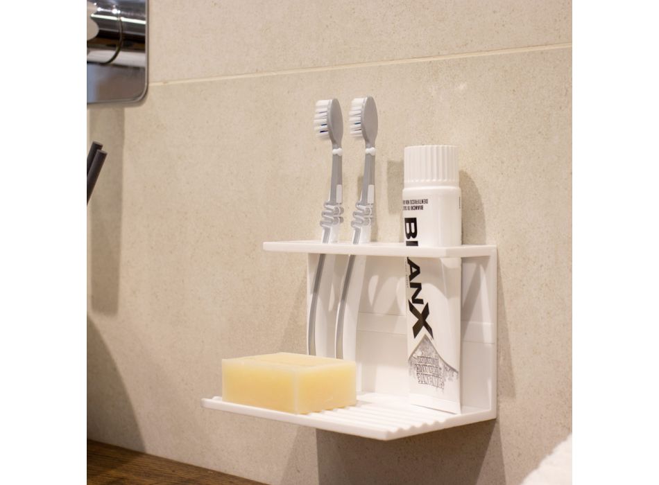Zahnbürstenhalter für Badezimmer in weißer Corian Designqualität Made in Italy - Elono Viadurini