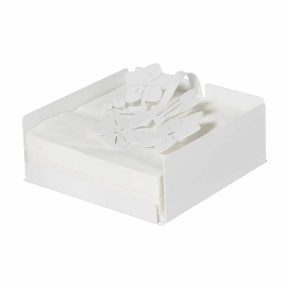 Moderner Low Floral Serviettenhalter in Eisenblau, Weiß oder Schlamm - Marken Viadurini