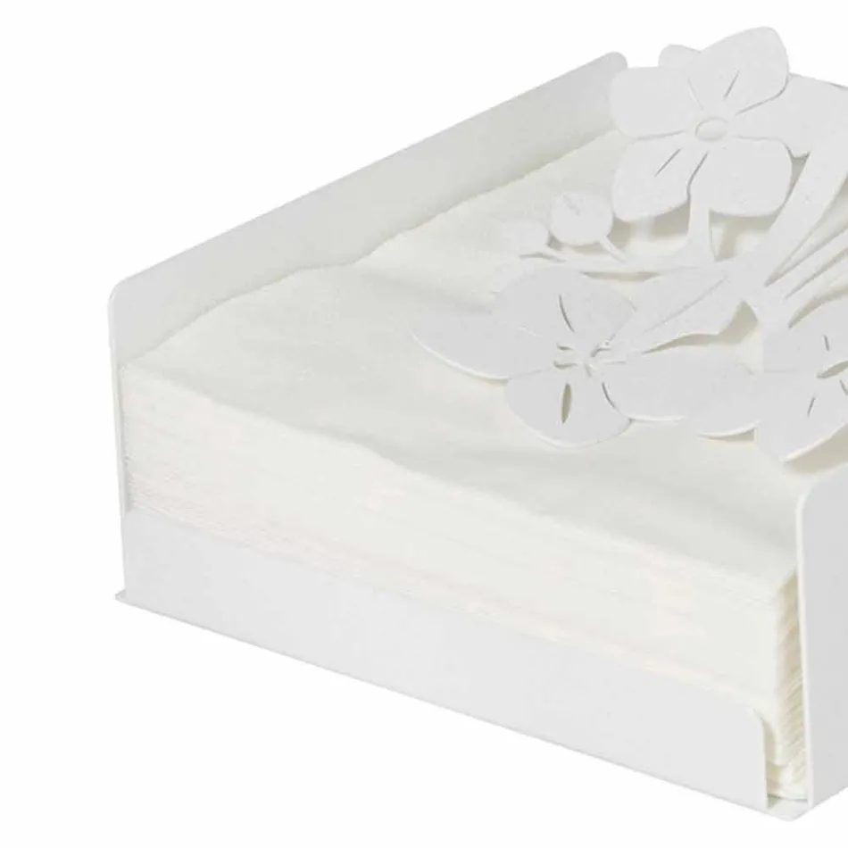 Moderner Low Floral Serviettenhalter in Eisenblau, Weiß oder Schlamm - Marken Viadurini