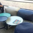 Weicher, rechteckiger Ottoman-Hocker für den Innen- und Außenbereich aus Stoff – Naemi Viadurini