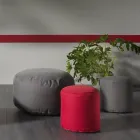 Weicher runder Pouf für das Wohnzimmer im Innen- oder Außenbereich aus farbigem Stoff – Naemi Viadurini