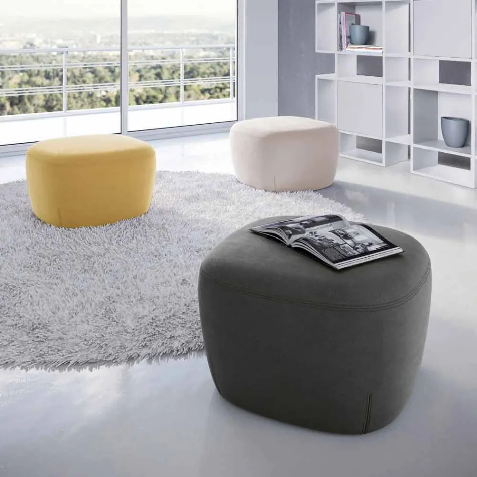 Pouf Square Fußstütze gepolstert und mit Stoff bezogen Made in Italy - Marli Viadurini