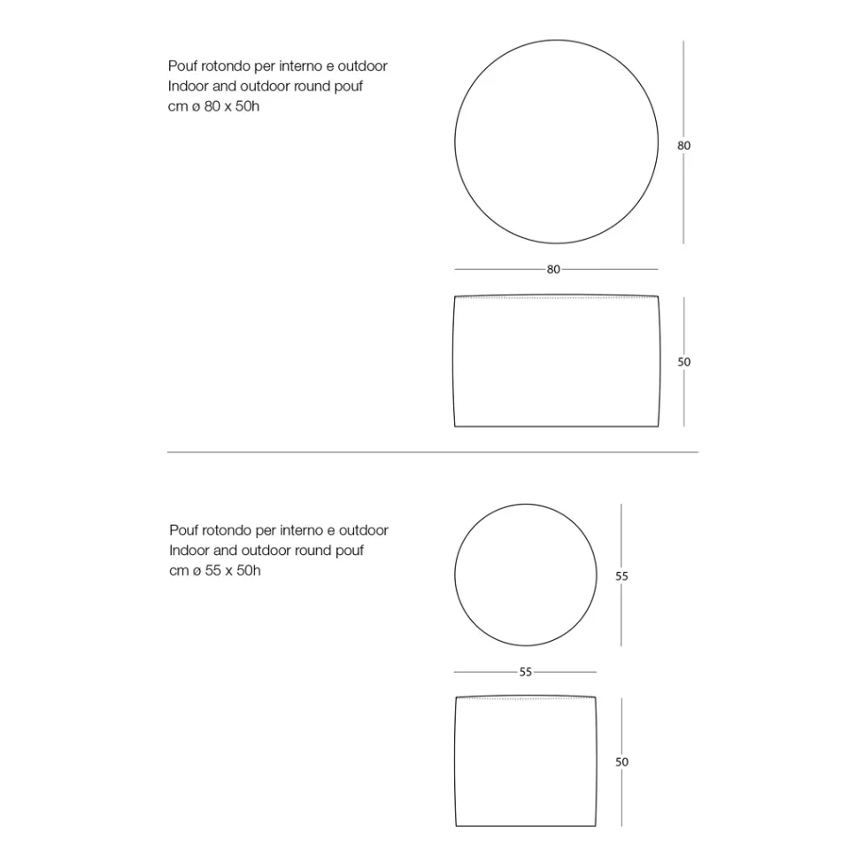 Runder Gartenhocker aus Polypropylen in 3 Farben, hergestellt in Italien – Francisco Viadurini