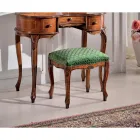 Hocker im klassischen Stil aus Walnussholz und Stoff Made in Italy - Luxus Viadurini