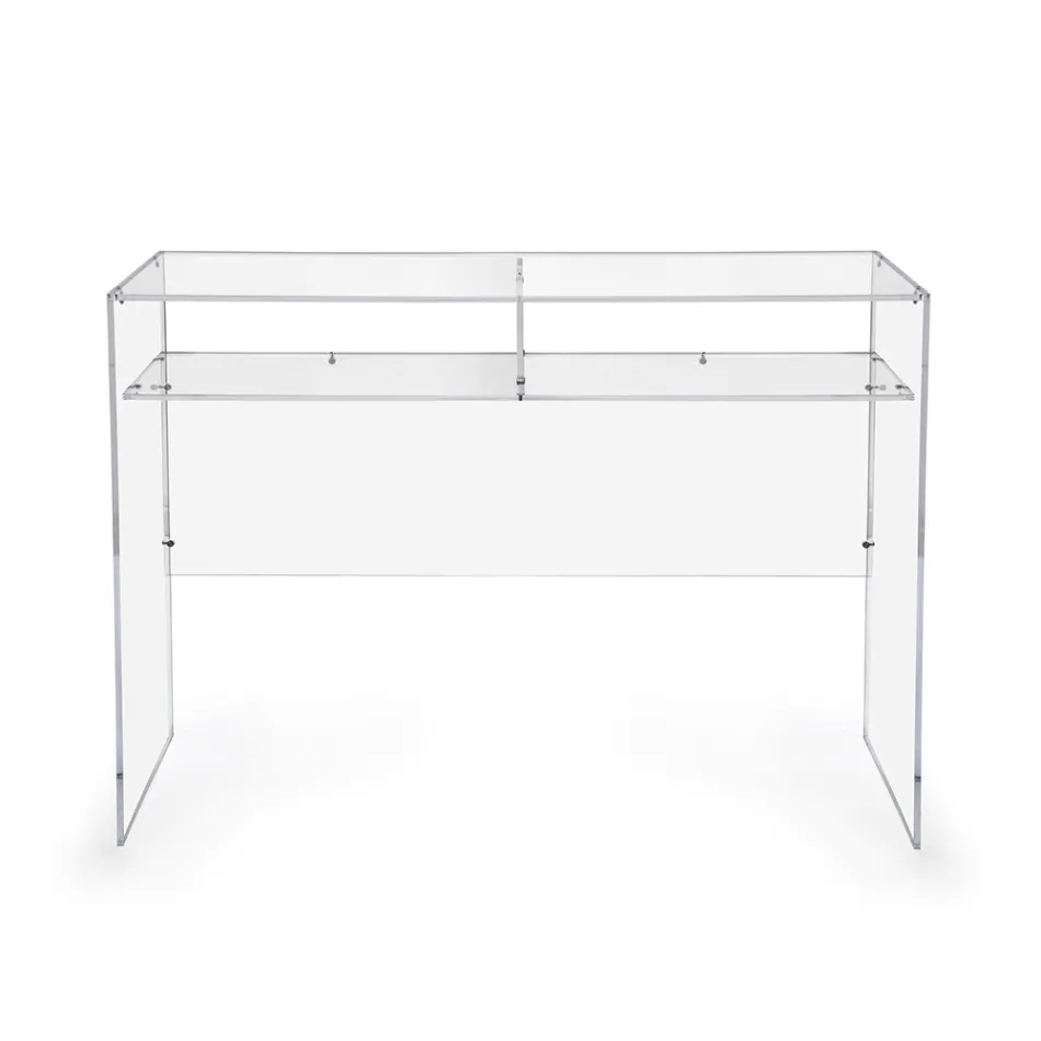 Praktischer, freistehender Schreibtisch aus transparentem Plexiglas, hergestellt in Italien - Ghea Viadurini
