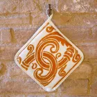 Topflappen italienischer Kunst aus reinem Leinen mit handbedrucktem Einzelstück - Marken Viadurini