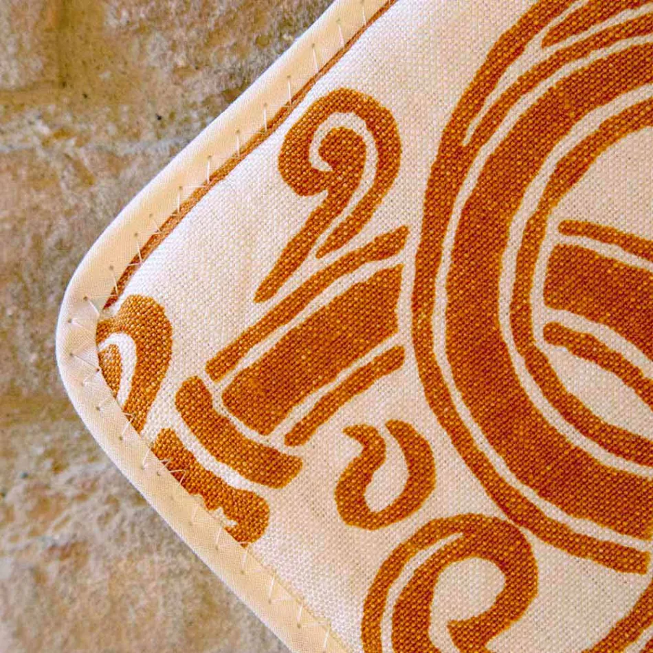 Topflappen italienischer Kunst aus reinem Leinen mit handbedrucktem Einzelstück - Marken Viadurini