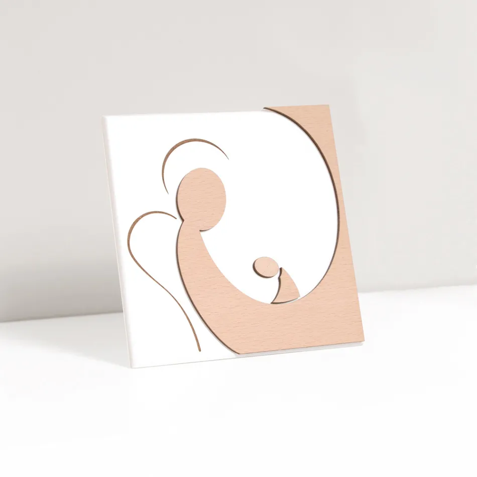 Kleines Bild mit der Darstellung des Mutterengels mit Lasergravur, hergestellt in Italien – Augustina Viadurini