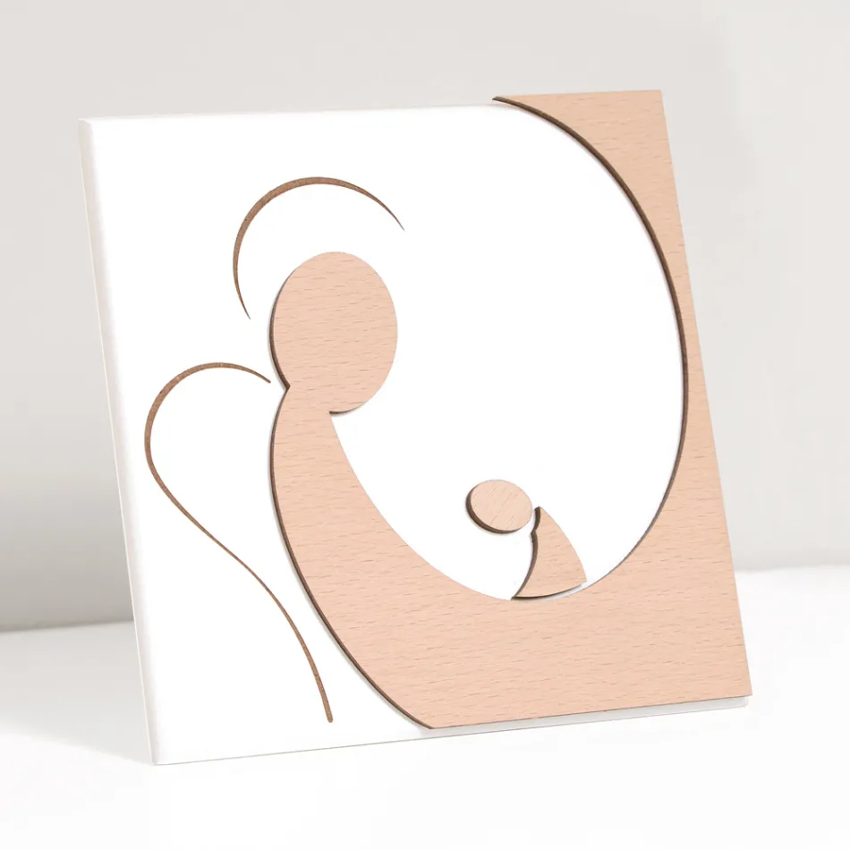 Kleines Bild mit der Darstellung des Mutterengels mit Lasergravur, hergestellt in Italien – Augustina Viadurini