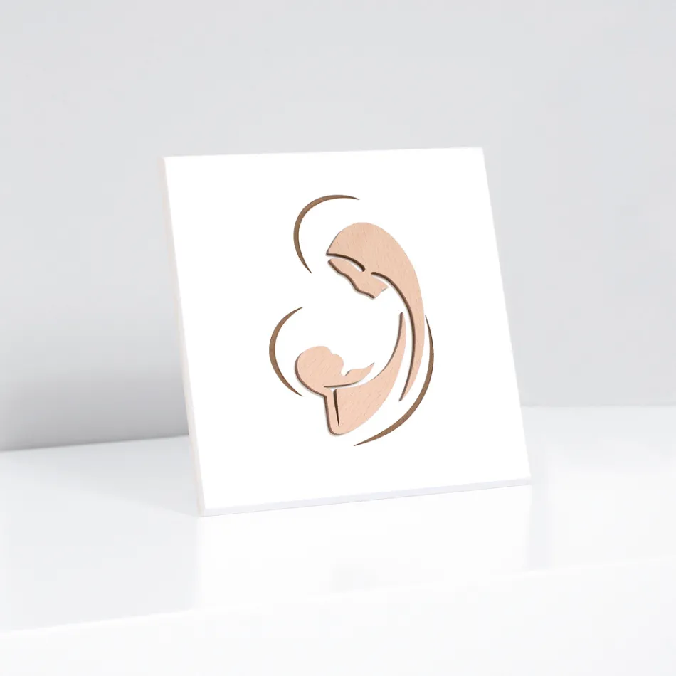 Lasergraviertes Bild von Maria und dem Jesuskind, hergestellt in Italien – Nigella Viadurini