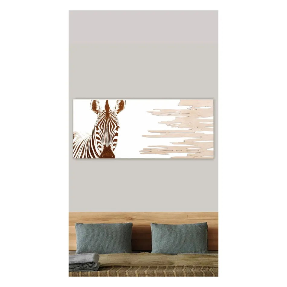 Malerei mit Zebra, hergestellt mit Laser, hergestellt in Italien – Yuuka Viadurini