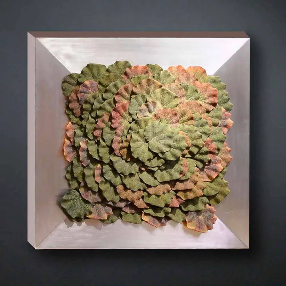 Modernes Wandbild aus Metall und Kunstblumen Made in Italy - Gonio Viadurini