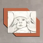 Holzbild mit Aufdruck eines Kusses für ein Kind, hergestellt in Italien – Andorra Viadurini