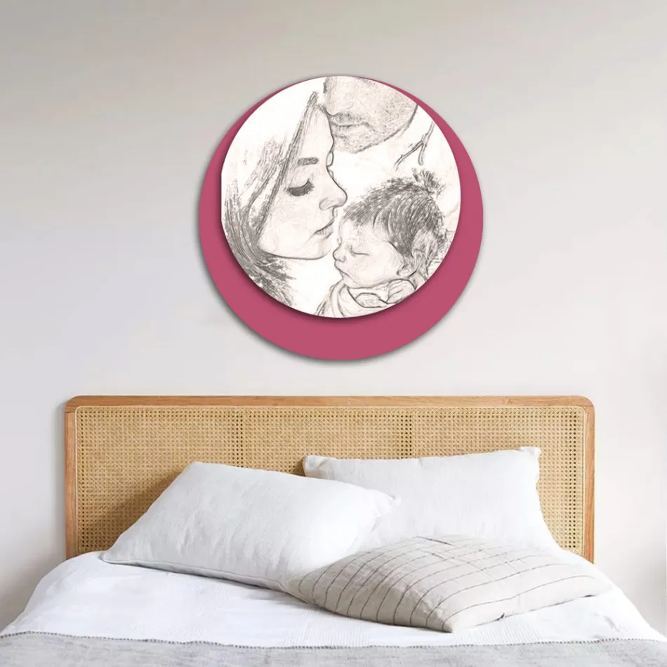 Holzbild mit Aufdruck einer vereinten Familie, hergestellt in Italien – Kanada Viadurini