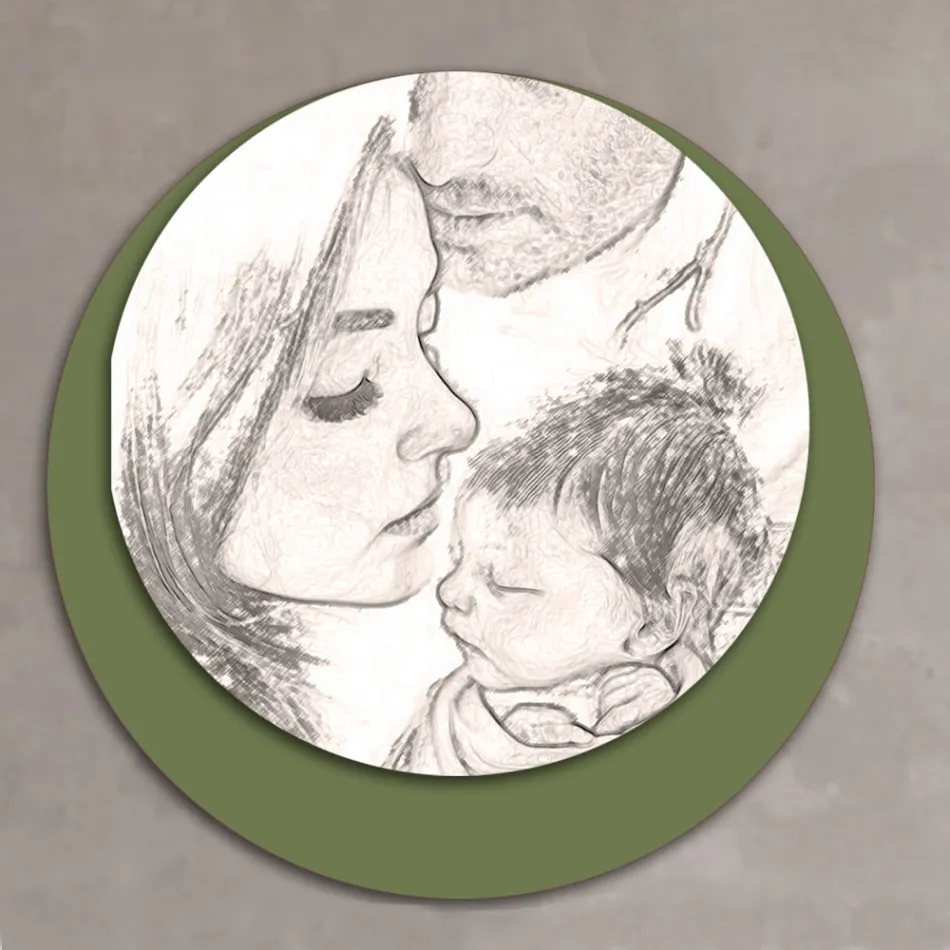 Holzbild mit Aufdruck einer vereinten Familie, hergestellt in Italien – Kanada Viadurini