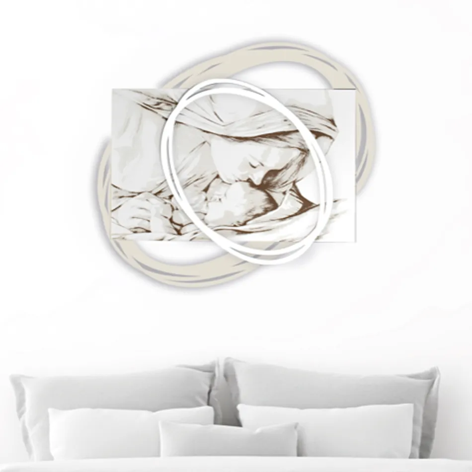 Lasergraviertes Bild mit Marias Kuss an Jesus, hergestellt in Italien – Sylvie Viadurini