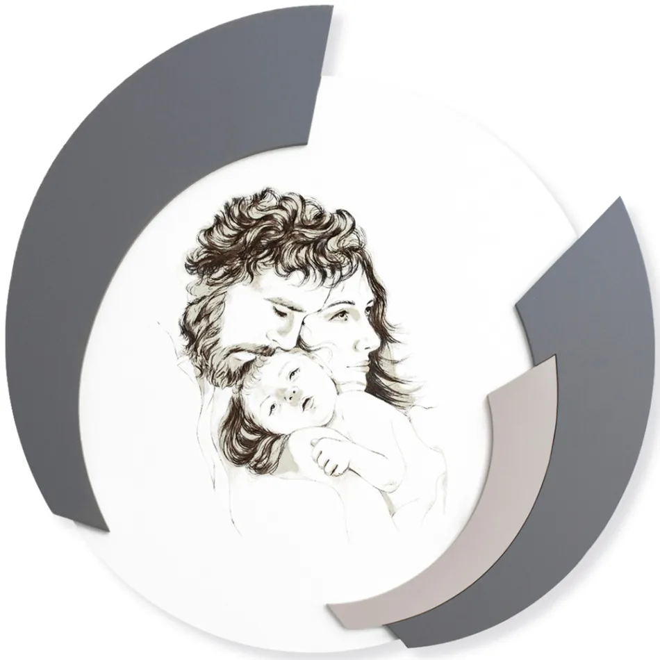 Rundes, mit Laser gefertigtes Bild der Familie Made in Italy – Margherita Viadurini