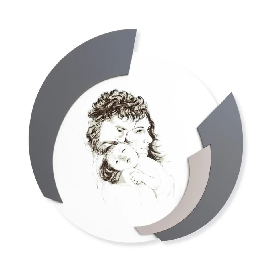 Rundes, mit Laser gefertigtes Bild der Familie Made in Italy – Margherita Viadurini