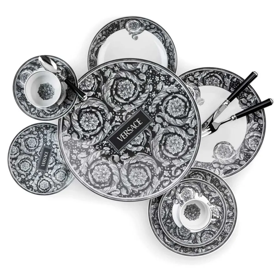 Rosenthal Versace Barocco 4 Speiseteller Durchmesser 17 cm aus Porzellan - Barocco Viadurini
