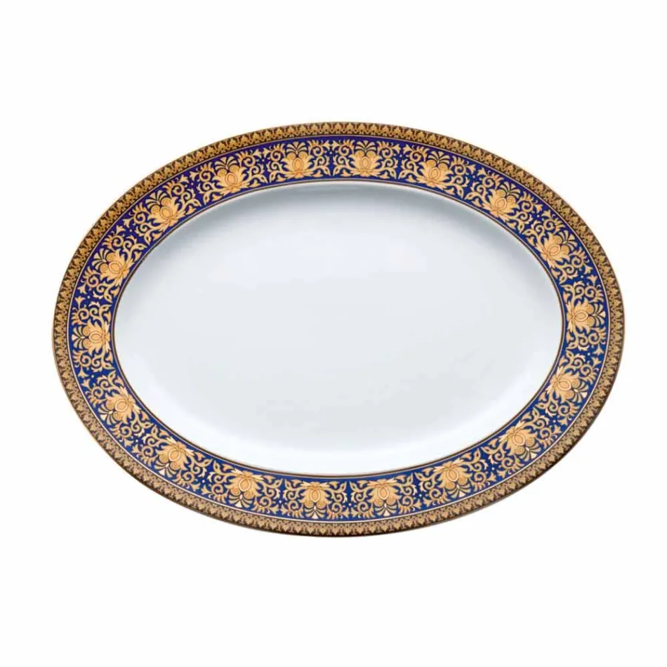 Rosenthal Versace Medusa Blau Ovale Designplatte aus Porzellan Viadurini