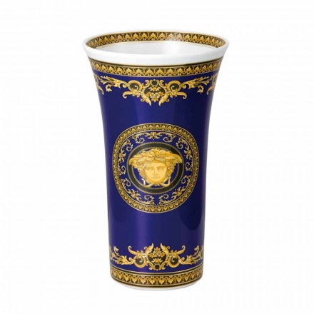 Rosenthal Versace Medusa Blau Modernes Design Porzellanvase 26cm Viadurini